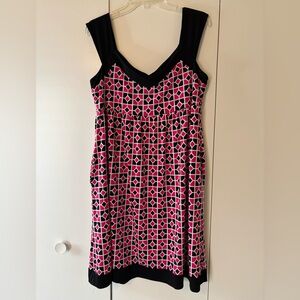 Donna Morgan Pink and Black Geometric Midi Dress